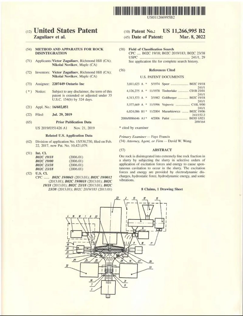 First page of US Patent 11,266,995